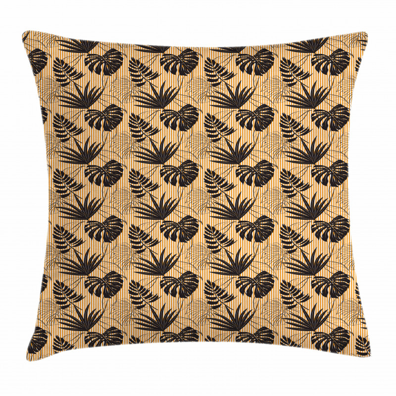 Monstera Plants on Stripes Pillow Cover