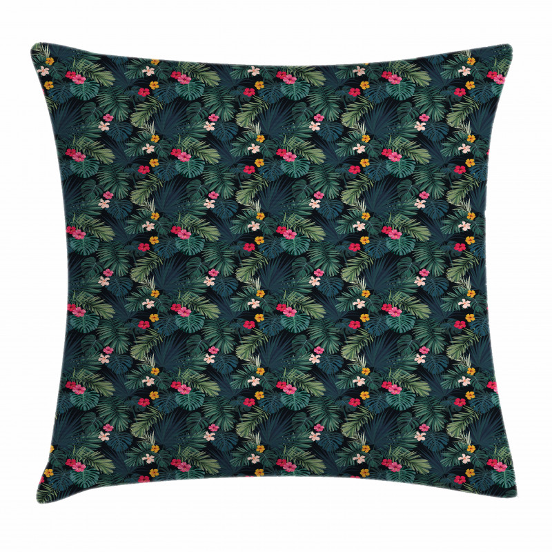 Realistic Rainforest Flora Pillow Cover