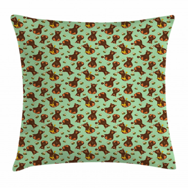 Cartoon Bees and Bears Honey Pillow Cover