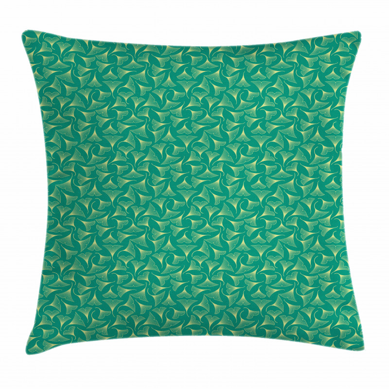 Biloba Leaves on Teal Shade Pillow Cover