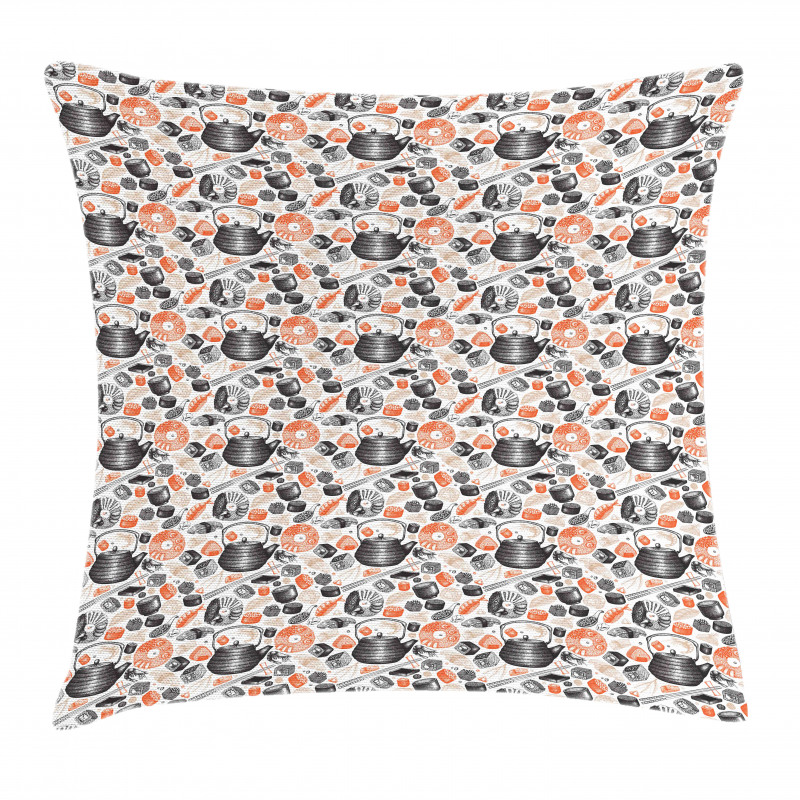 Shrimps Rolls and Wasabi Food Pillow Cover