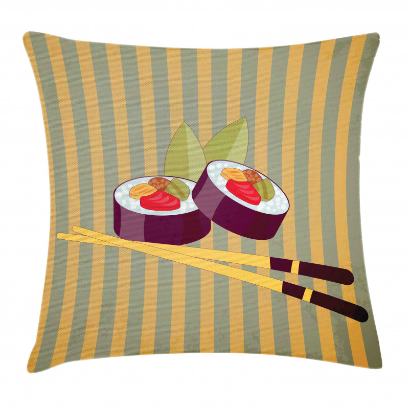 2 Rolls with Chopsticks Pillow Cover