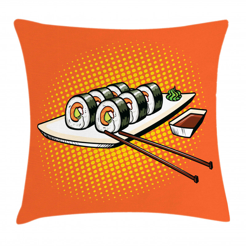 Japanese Dish with Wasabi Pillow Cover