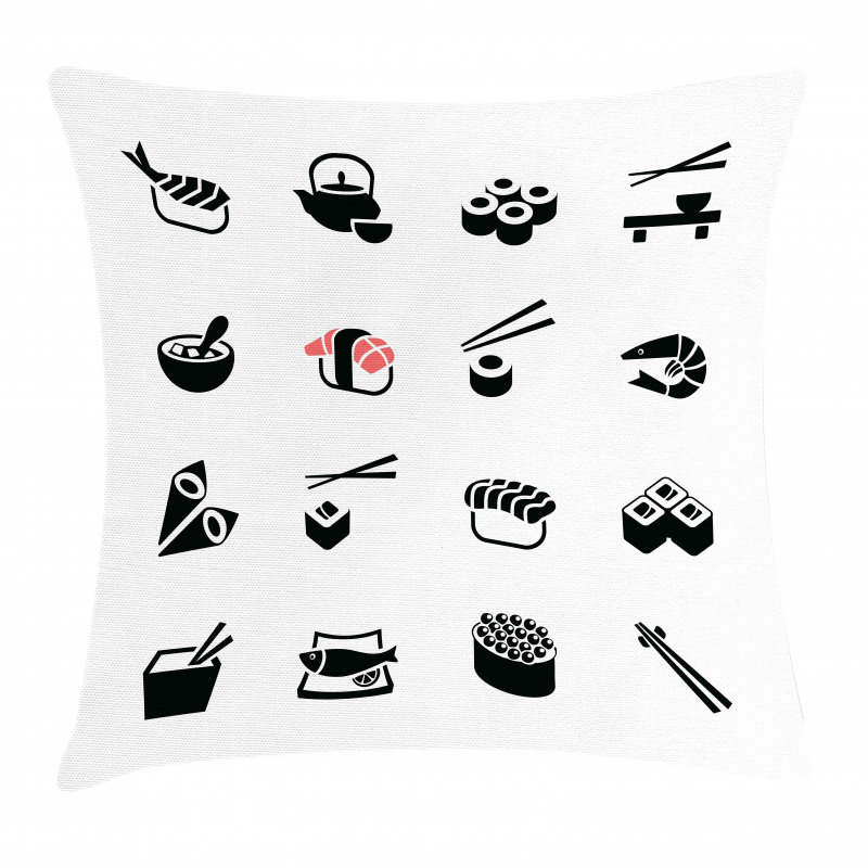 Minimalist Japanese Dishes Pillow Cover