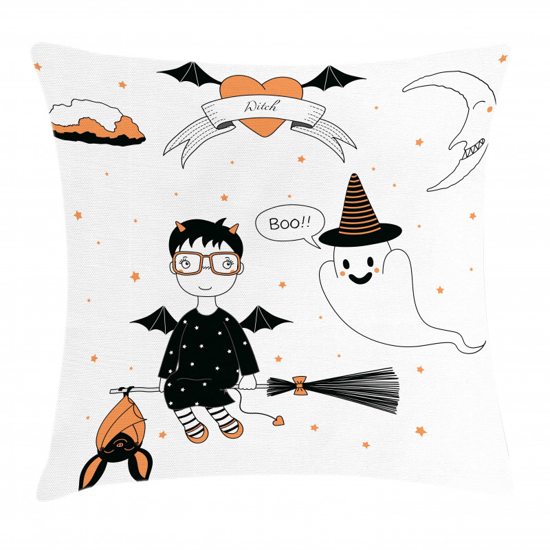 Witch Flying on a Broomstick Pillow Cover