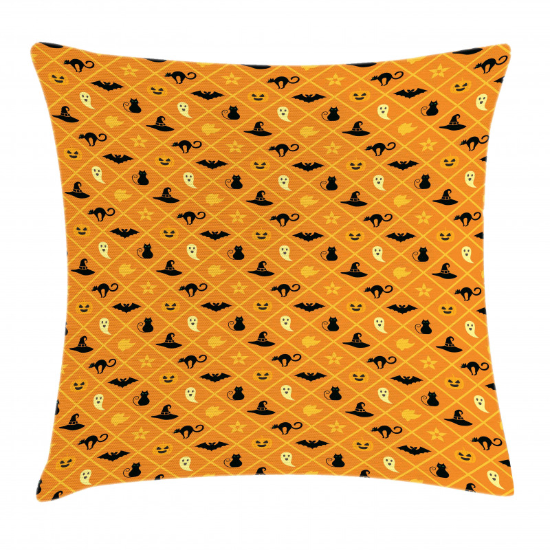 Cat Hat Bat Leaves Pumpkin Pillow Cover