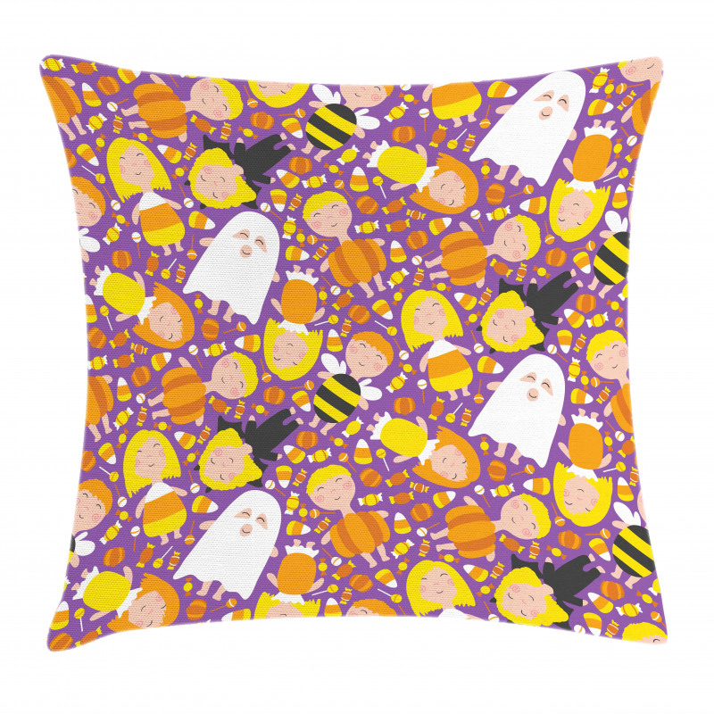 Cheerful Kids in Costumes Pillow Cover