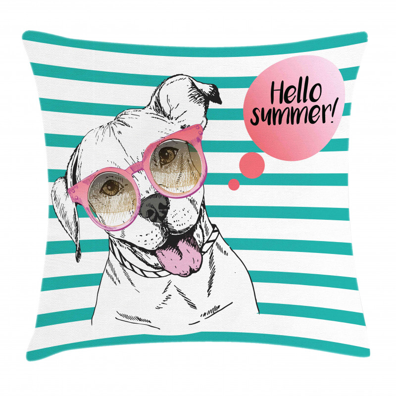 English Pitbull Sunglassess Pillow Cover