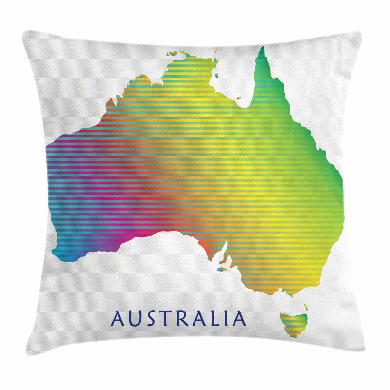 Rainbow Stripe Map Pillow Cover