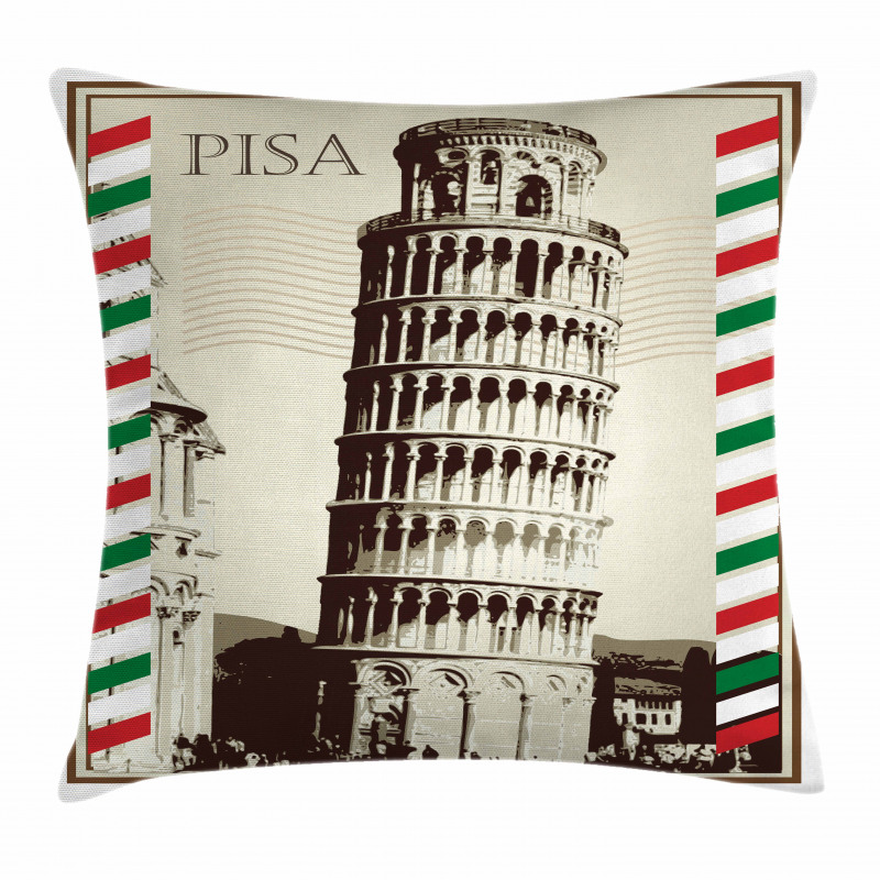 Vintage Famous Italian Tower Pillow Cover