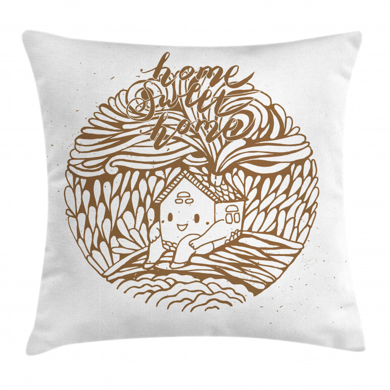 Monochrome House Pillow Cover