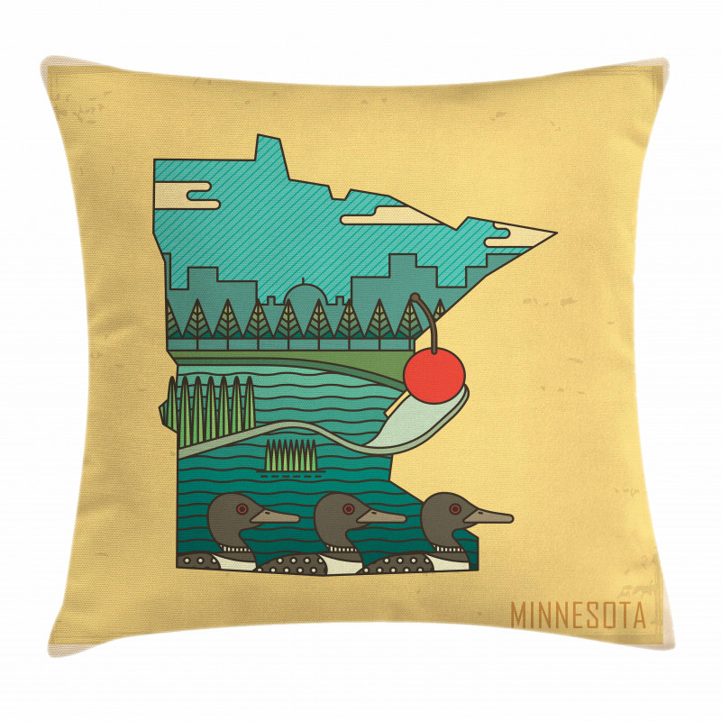 Mosaic Design State Map Pillow Cover