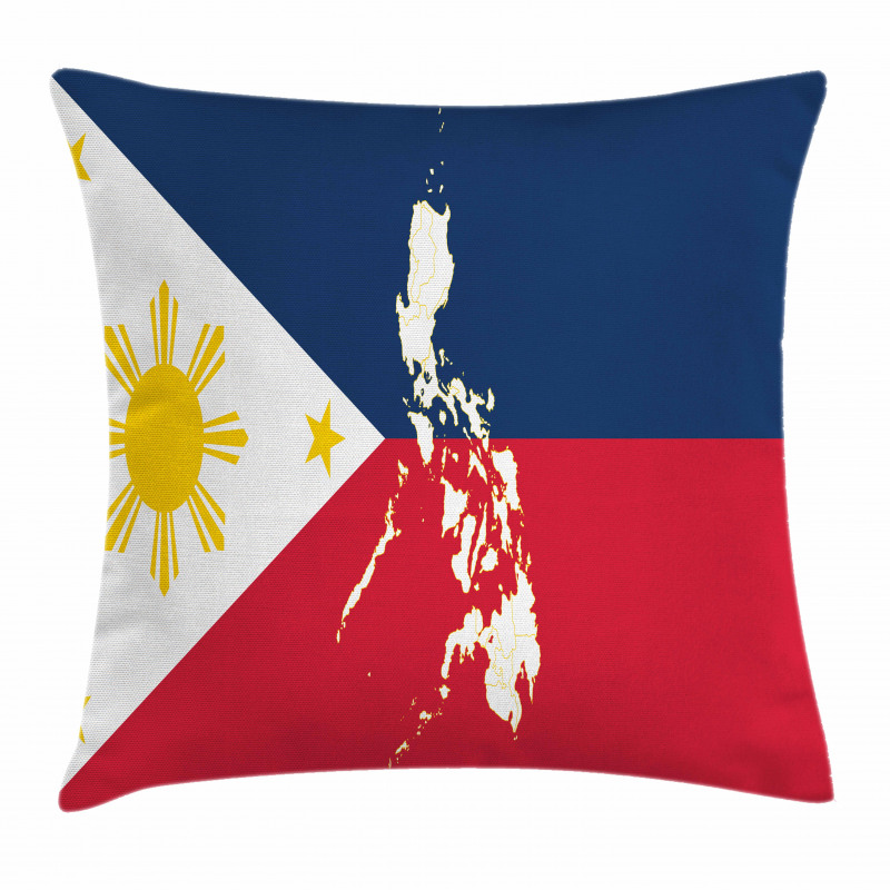 Map and Flag of Country Pillow Cover