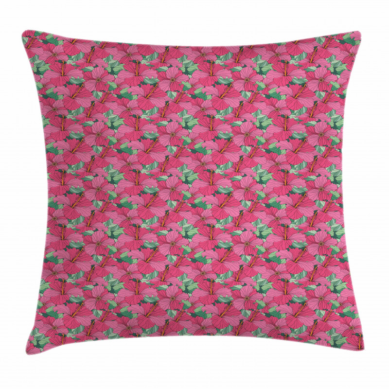 Flourishing Hibiscus Blooms Pillow Cover