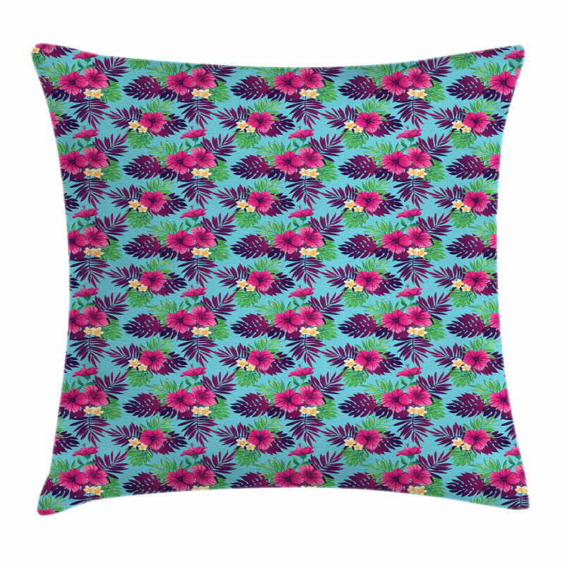 Forest Leaves on Aqua Shade Pillow Cover