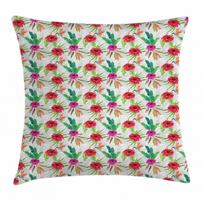 Hibiscus Bird of Paradise Pillow Cover