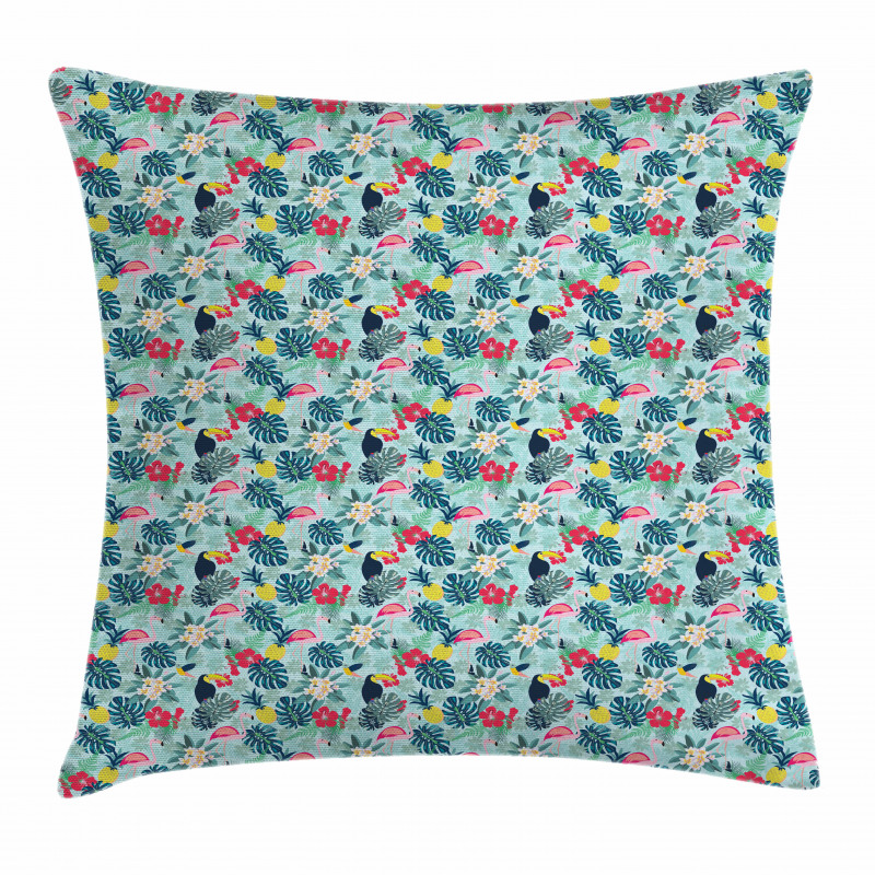 Flamingo Pineapple Toucan Pillow Cover