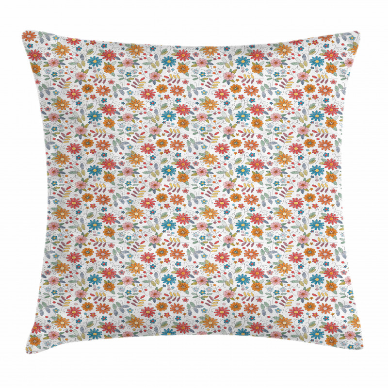 Colorful Flourishing Daisies Pillow Cover