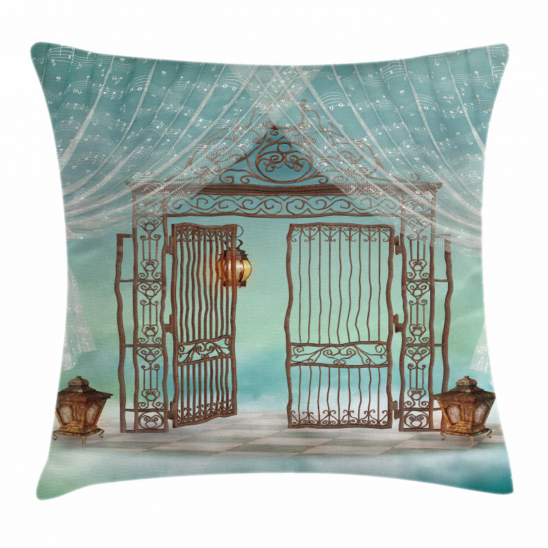 Old Gate and Curtain Pillow Cover