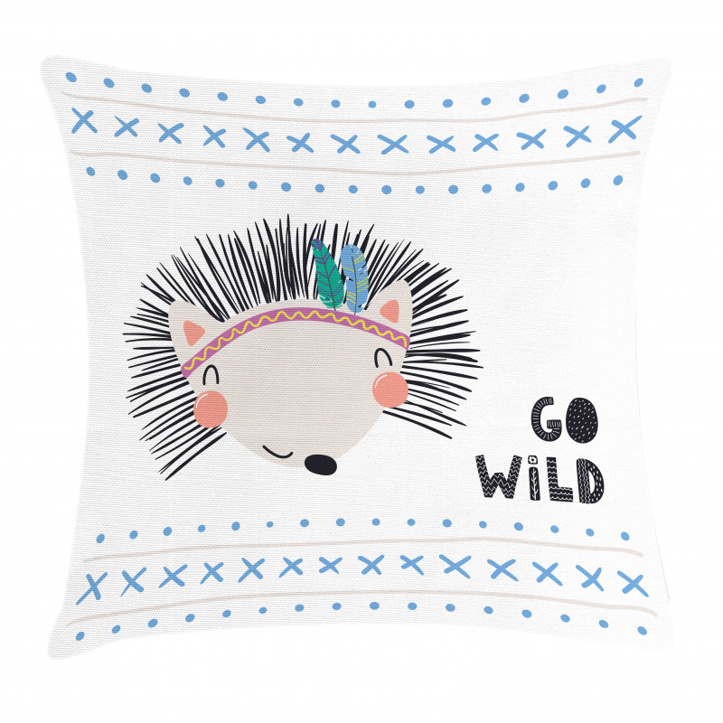 Hedgehog Go Wild Words Pillow Cover