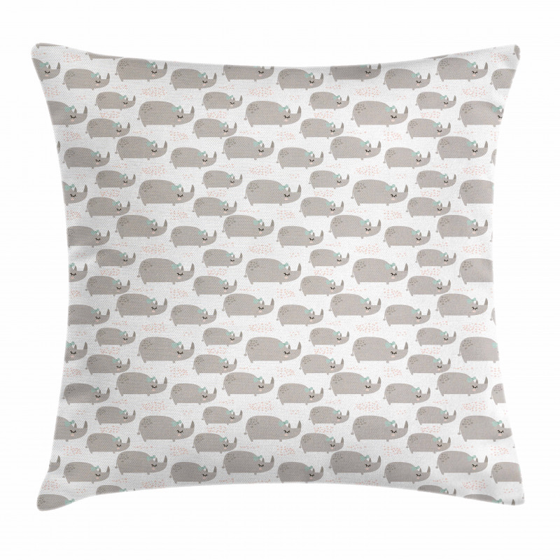 Rhinoceros Girl Bow Pillow Cover