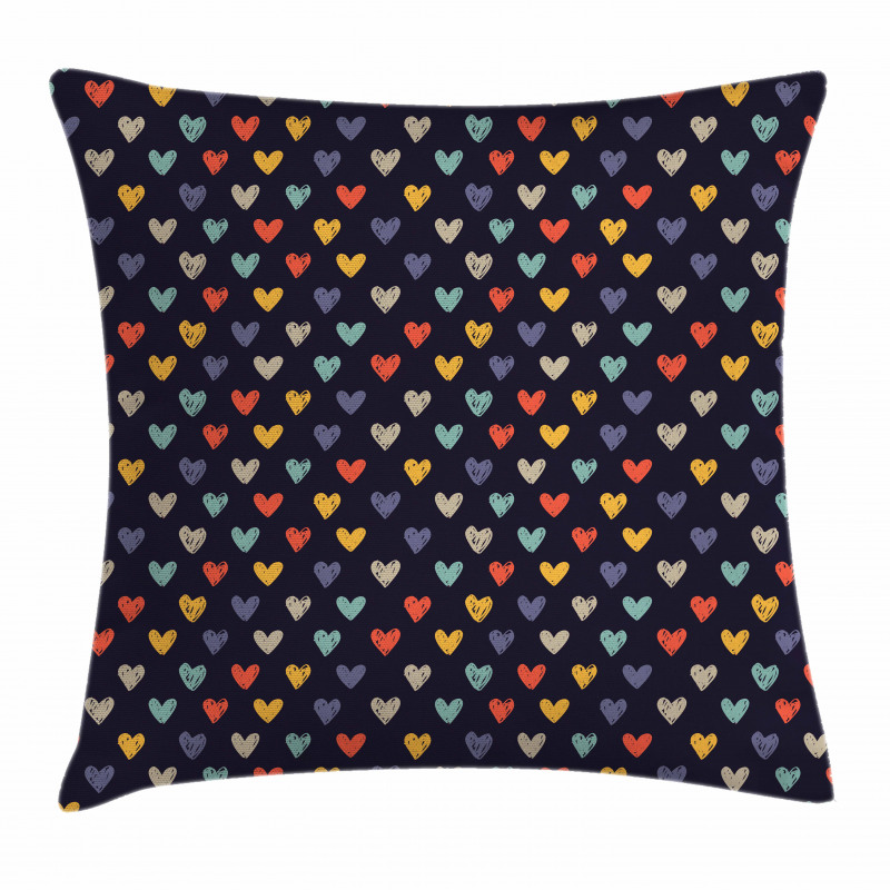 Sketchy Doodle Hearts Pillow Cover