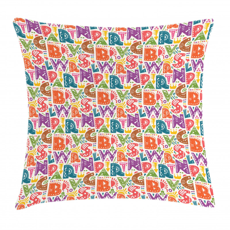 Capital Letters Doodles Pillow Cover