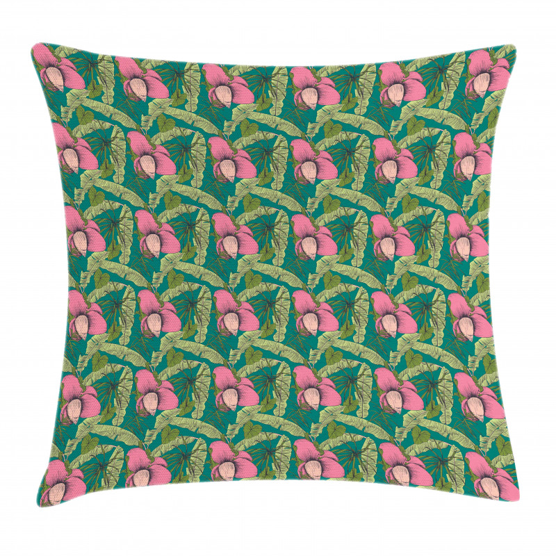 Banana Leaves Hibiscus Pillow Cover