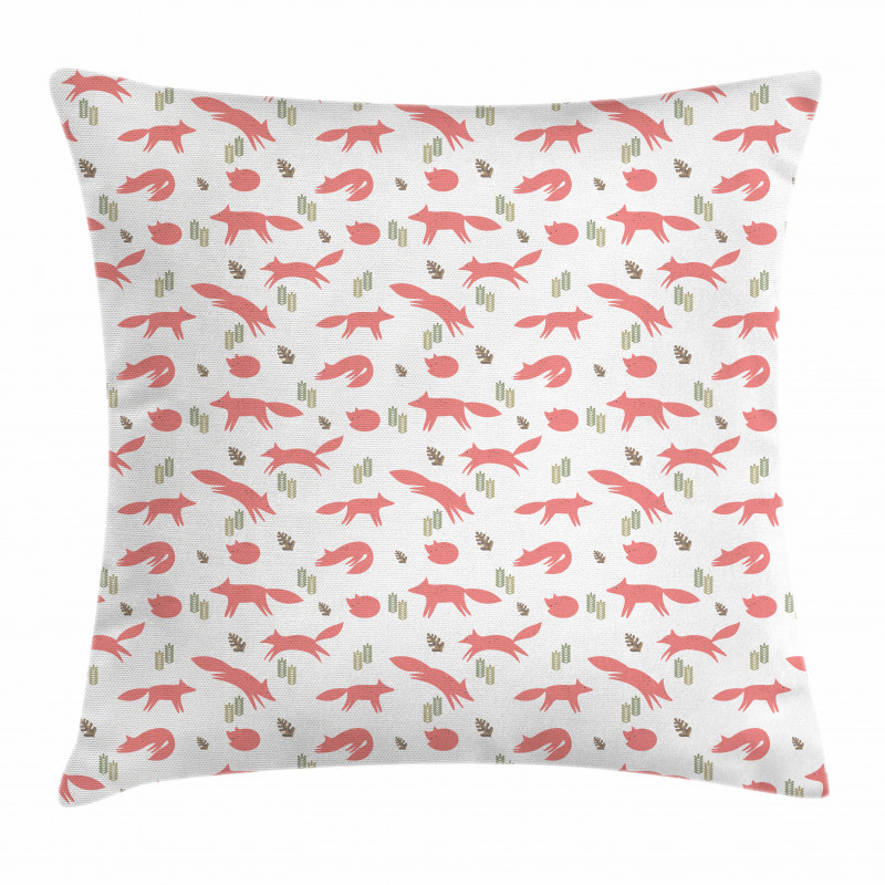 Pastel Forest Animals and Herbs Pillow Cover