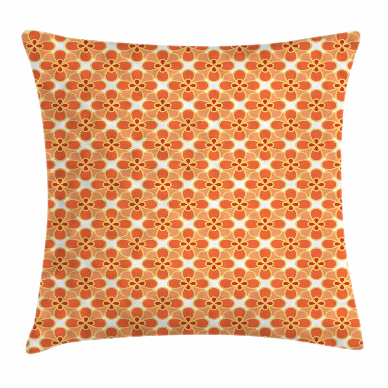 Orange Simple Blossom Motifs Pillow Cover