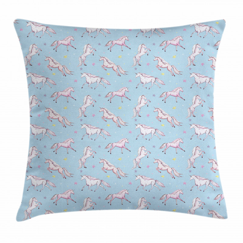 Watercolor Fantasy Horses Pillow Cover