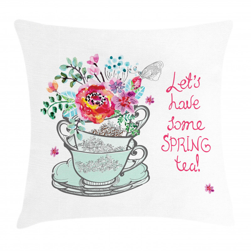 Lets Have Some Spring Tea Text Pillow Cover
