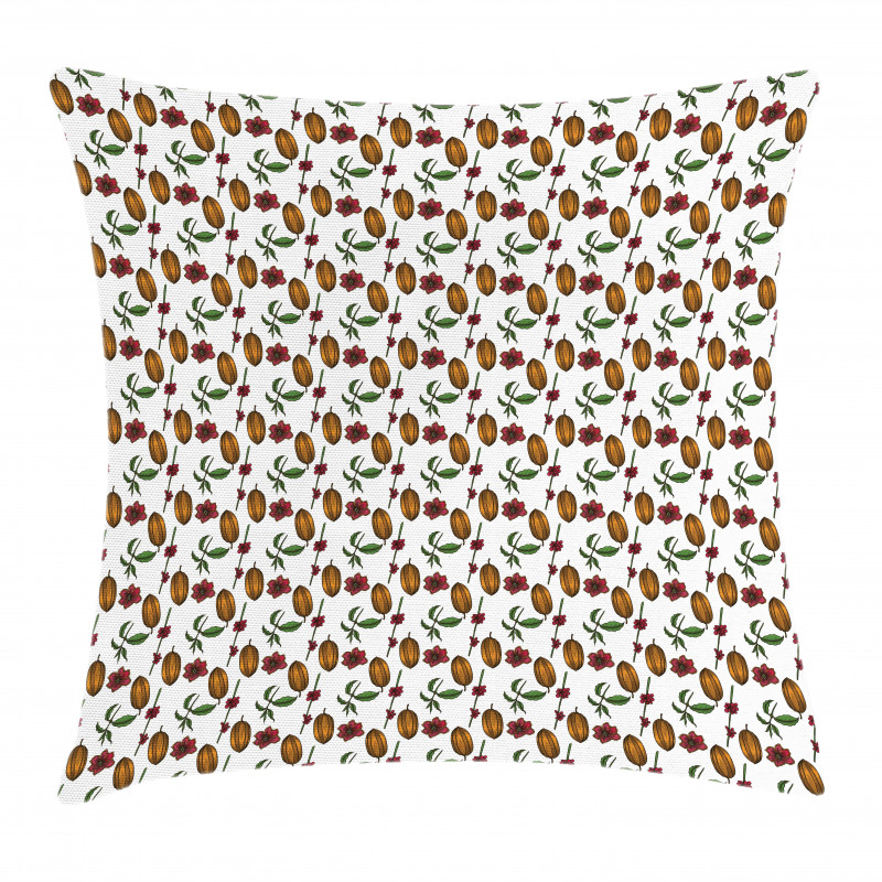 Beans with Blooming Flowers Pillow Cover