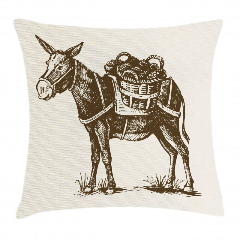 Vintage Animal with Baskets Pillow Cover
