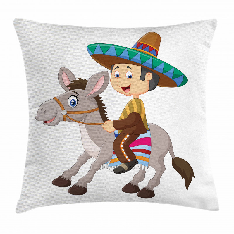 Mexican Man with Sombrero Pillow Cover