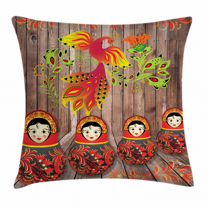 Folkloric Russian Dolls Pillow Cover