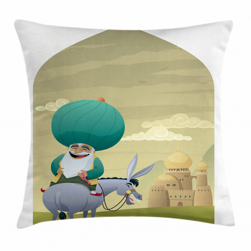 Cartoon of Nasreddin Hodja Pillow Cover