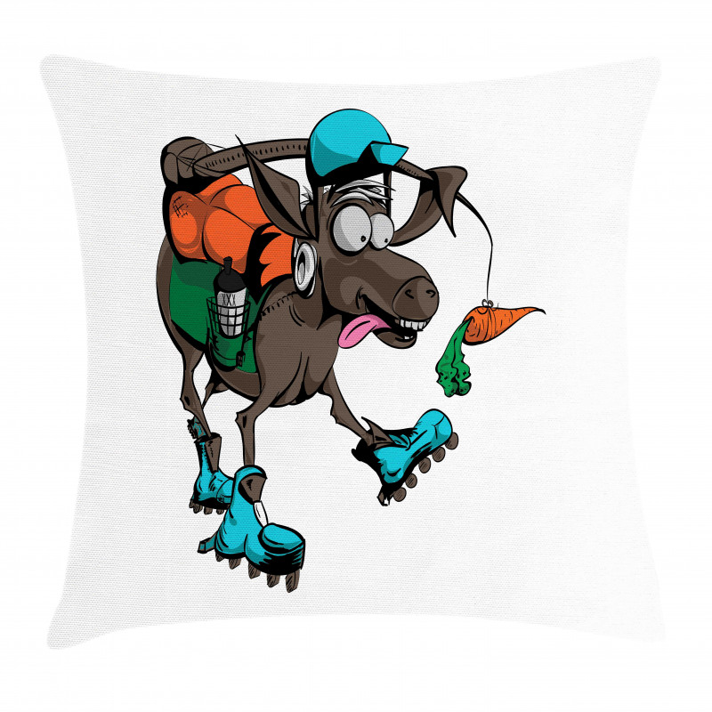 Funny Animal Chasing Carrot Pillow Cover