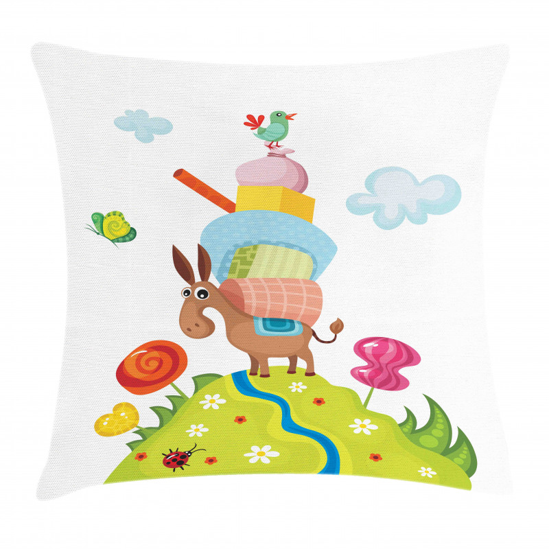 Goofy Donkey with Baggages Pillow Cover