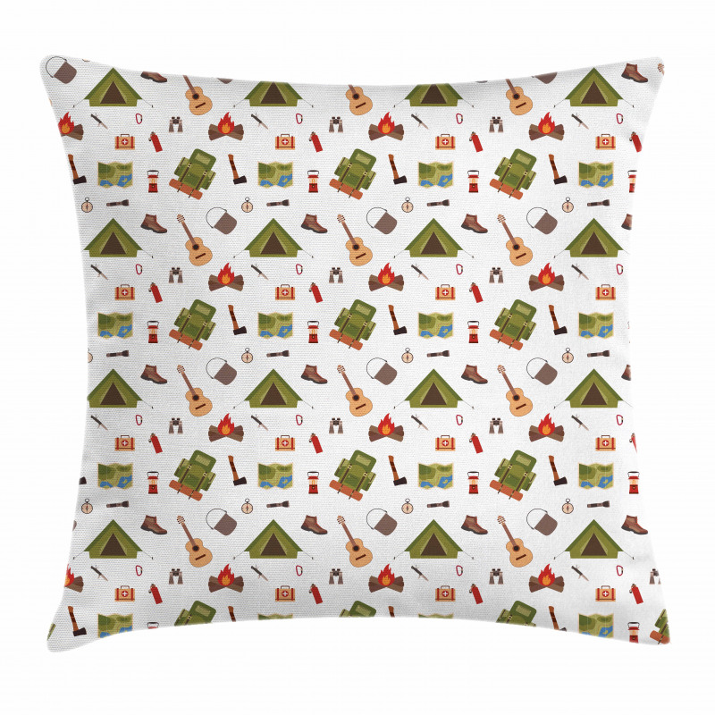 Campfire with Map Lantern Pillow Cover