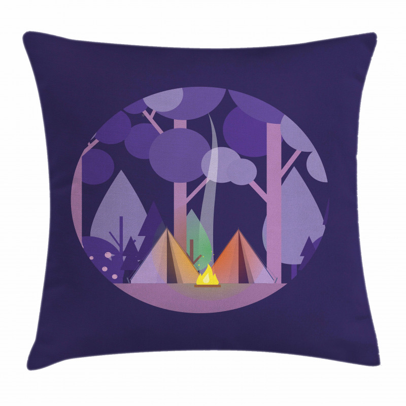 Forest Scenery with Tents Pillow Cover