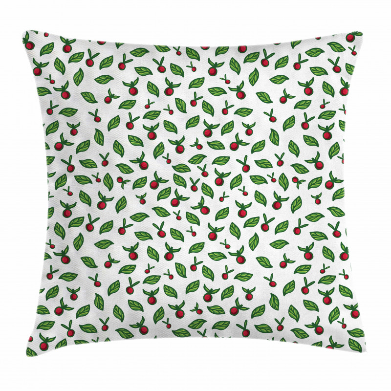 Leaves with Berry Fruits Pillow Cover