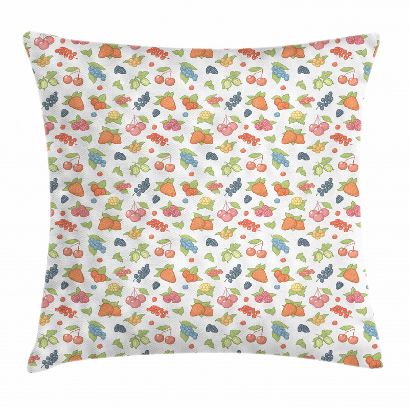 Soft Grape Cherry Strawberry Pillow Cover