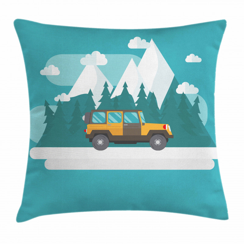 Journey in Snowy Winter Season Pillow Cover