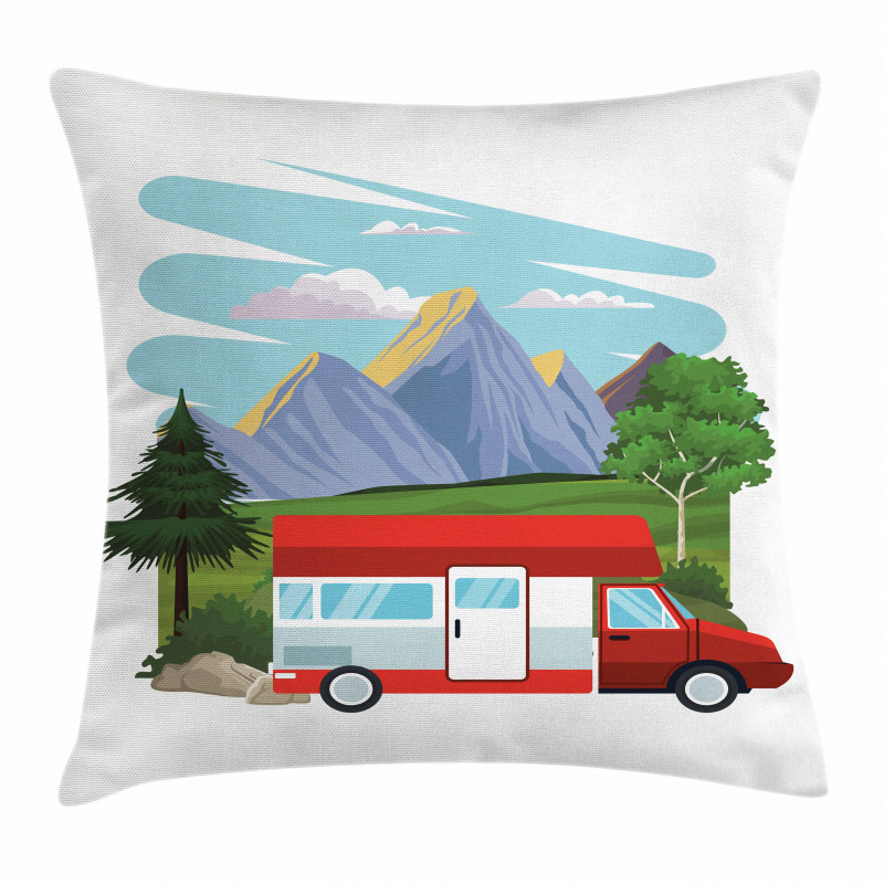 Caravan Forest Nature Scenery Pillow Cover