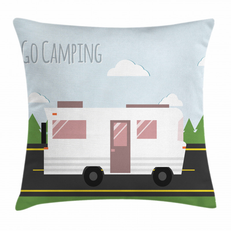 Go Camping Words with a Truck Pillow Cover