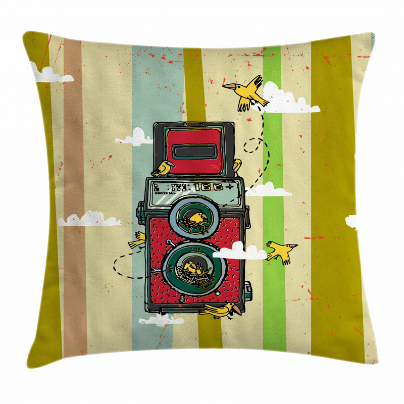 2 Lenses and Birds Clouds Pillow Cover