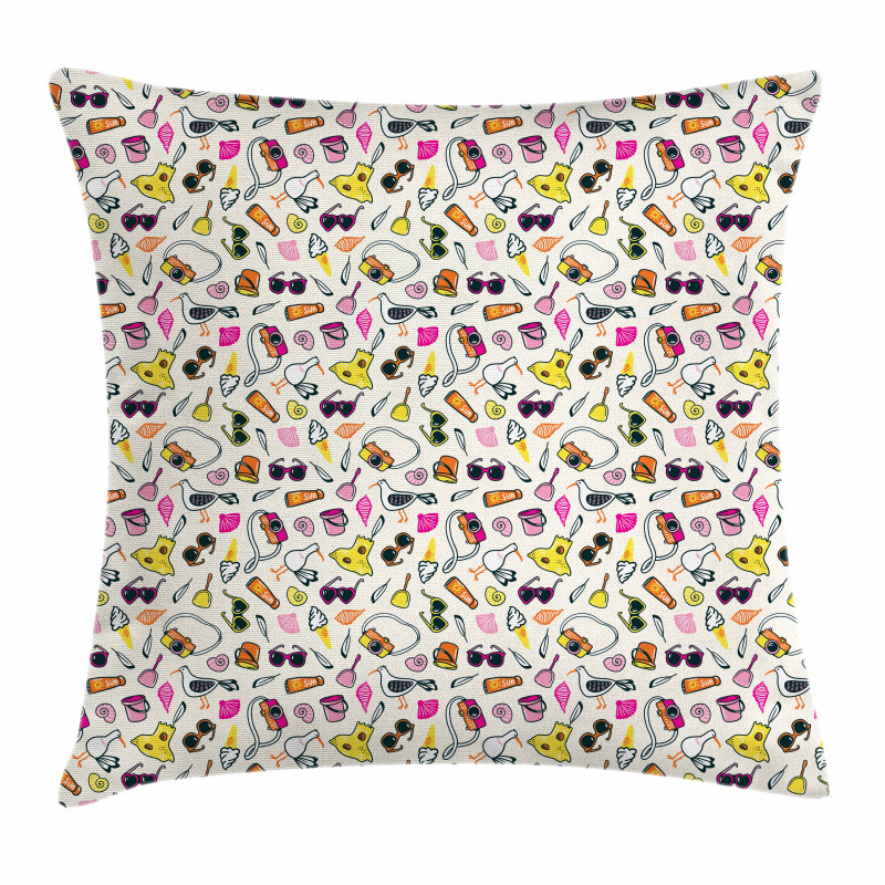 Sandy Summer with Sunglasses Pillow Cover