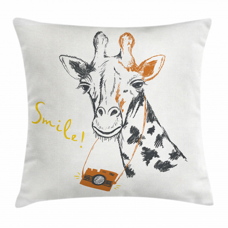 Smile Words with Giraffe Pillow Cover