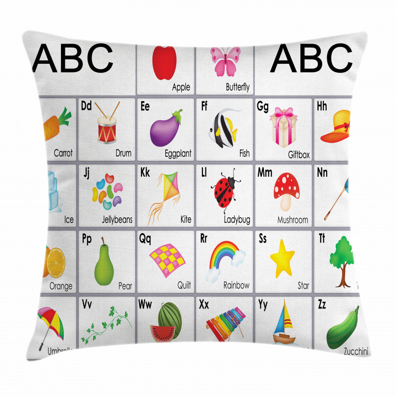 Squares with Letters Kids Pillow Cover